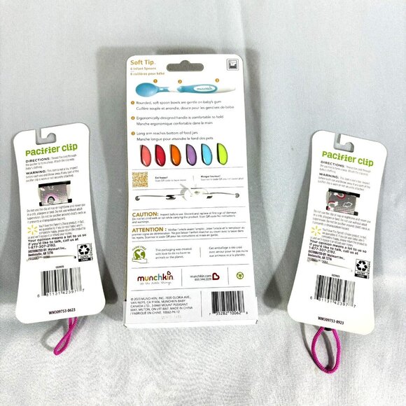 Munchkin  Infant Baby Feeding Spoons & Pacifier Clip Shower Gift - Picture 2 of 8